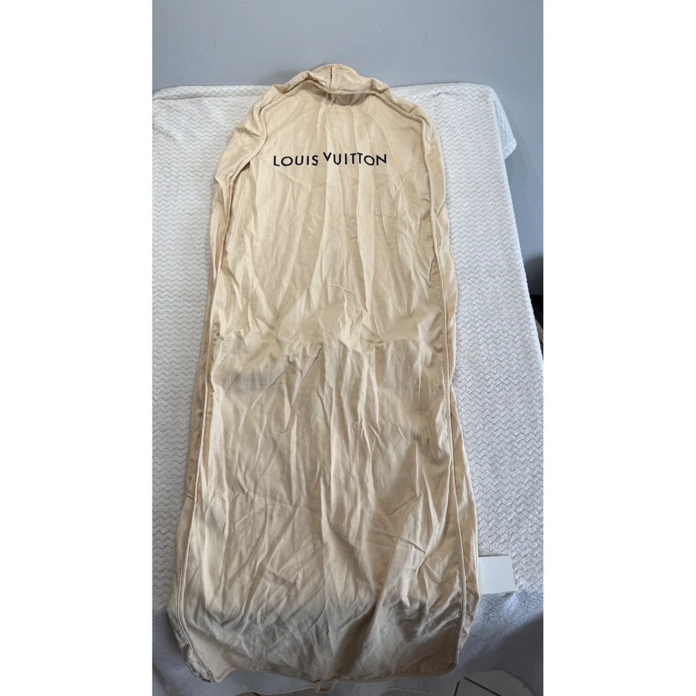 Louis Vuitton Tan Cotton Twill Full Length Garment Bag Suit Dress Cover Logo